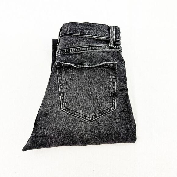 Zara Button Fly Denim Skinny Jeans Charcoal Black Raw Hem Size 2 - Picture 1 of 9